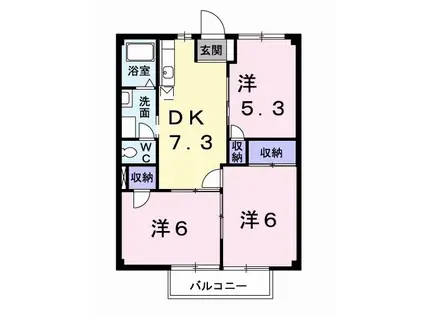 ニューシティ川島A(3DK/2階)の間取り写真