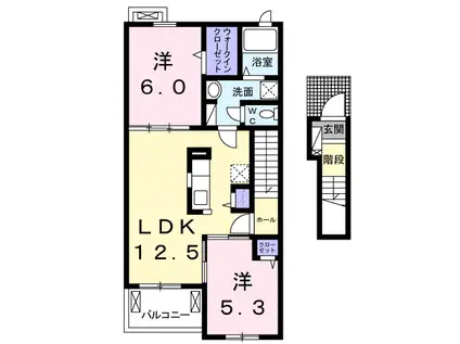 エルヴィータ八女 C(2LDK/2階)の間取り写真