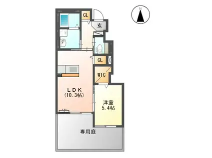 ルーラル北西原B棟(1LDK/1階)の間取り写真