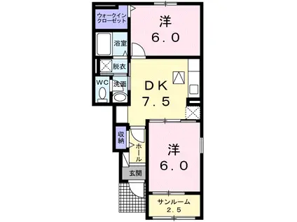 ガーデンシティタウンⅠ(2DK/1階)の間取り写真