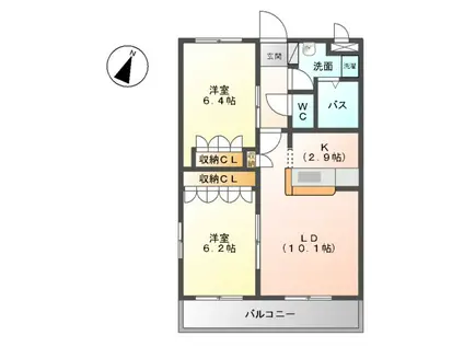 FOREST美咲(2LDK/2階)の間取り写真