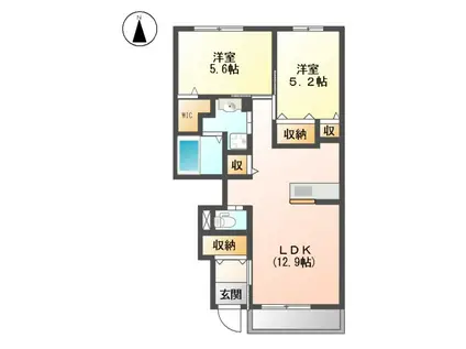 SKティアラ(2LDK/1階)の間取り写真