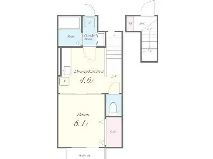 おおふな(1DK/2階)の間取り写真