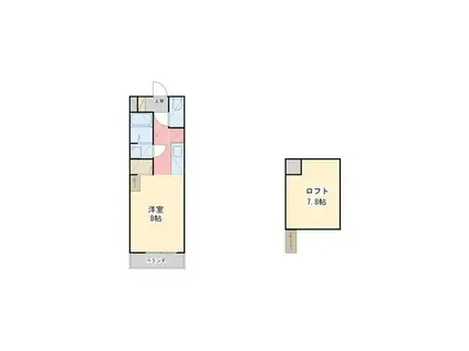 シャント筑後(1K/1階)の間取り写真