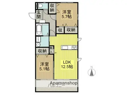 グレイスハイム(2LDK/2階)の間取り写真