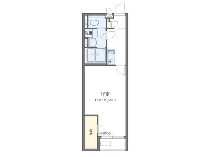 クレイノ岡山Ⅱ(1K/2階)の間取り写真