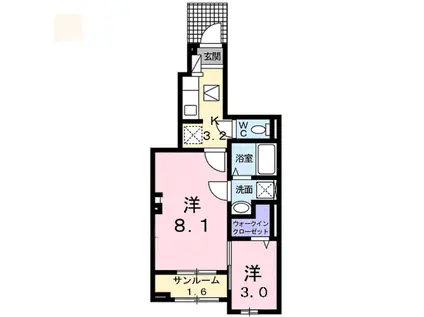 グラン フェリシア Ⅱ(2K/1階)の間取り写真