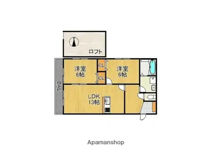 パーチェ・筑後(2LDK/2階)の間取り写真