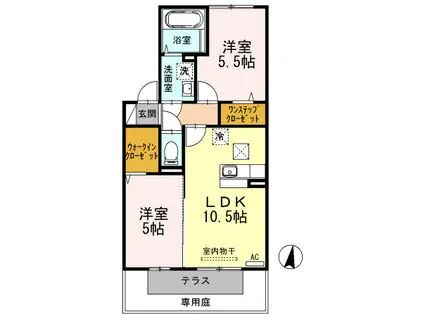 プレジール清楽(2LDK/1階)の間取り写真