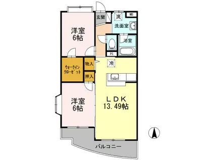 メゾンドーム(2LDK/3階)の間取り写真