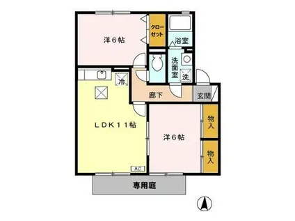 エスポワール(2LDK/1階)の間取り写真