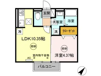 トロワーズ湘南XⅢ(1LDK/1階)の間取り写真