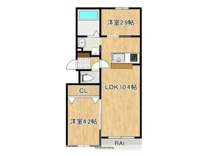 LIFEFIELDみやま(1SLDK/2階)の間取り写真