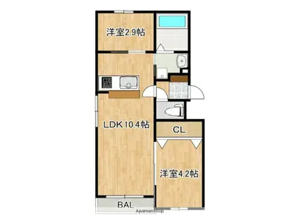 LIFEFIELDみやま(1SLDK/1階)の間取り写真