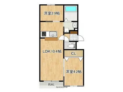 LIFEFIELDみやま(1SLDK/1階)の間取り写真