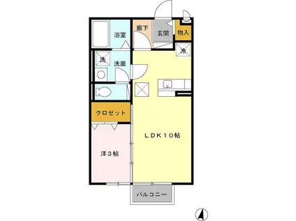 アークヴィラ(1LDK/1階)の間取り写真