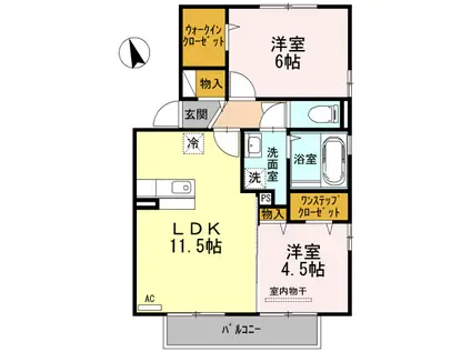 レスペート B棟(2LDK/2階)の間取り写真