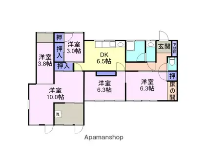 鹿児島本線 荒木駅 徒歩63分 1階建 築59年(5DK)の間取り写真