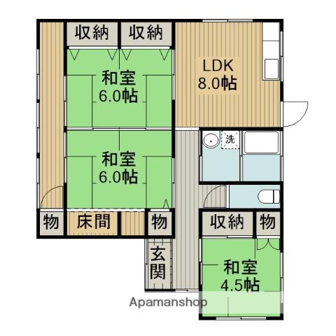 福岡県筑後市 1階建 築45年(3LDK)の間取り写真