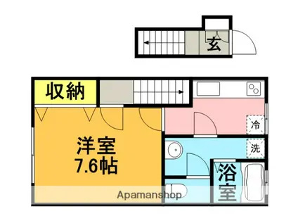 サンマリノ吉田C棟(1K/2階)の間取り写真