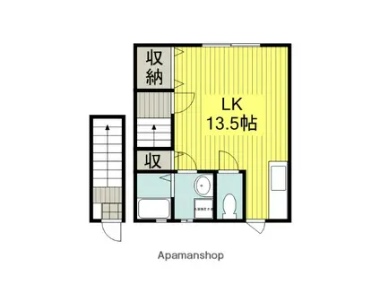 メイプル熊野(ワンルーム/2階)の間取り写真