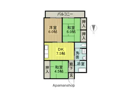 大坪ビル (3DK/5階)の間取り写真