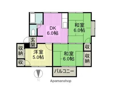 リバーサイドハイツA (3DK/1階)の間取り写真