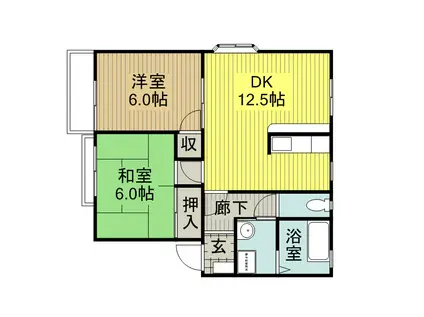 サンシャインハイツB(2LDK/2階)の間取り写真