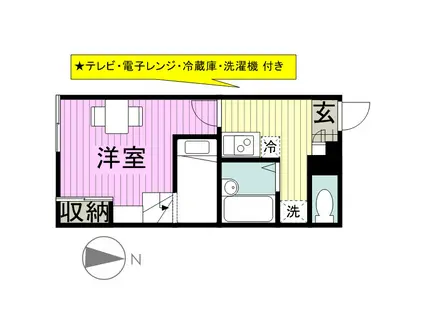 レオパレス八女(1K/2階)の間取り写真