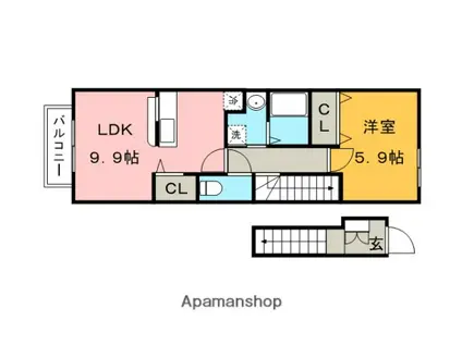 ベル・メゾン壱番館(1LDK/2階)の間取り写真