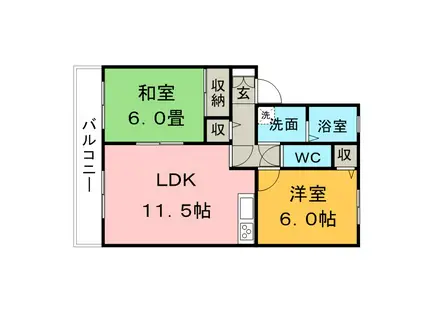 セジュールメゾン(2LDK/2階)の間取り写真