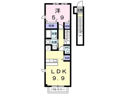 エスポワール(1LDK/2階)の間取り写真