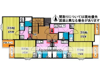 ピュア別府伍番館(1K/2階)の間取り写真