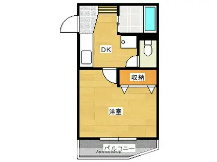 プレリュード東高宮(1DK/1階)の間取り写真