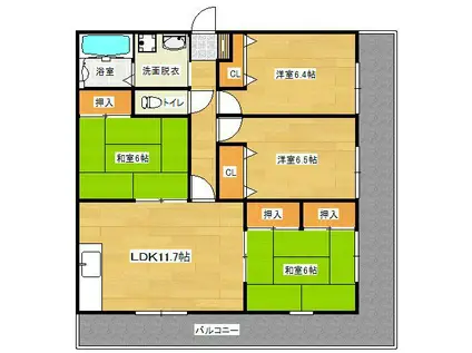 龍ハイツ(4LDK/1階)の間取り写真