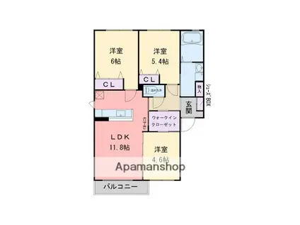 イルリッシュⅠ(3LDK/2階)の間取り写真