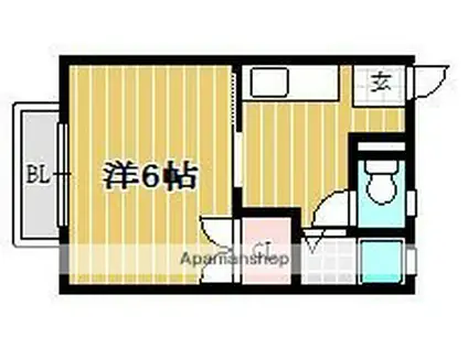 ハイツ南片江(1K/1階)の間取り写真