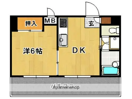 ロマネスク平尾第2(1DK/9階)の間取り写真