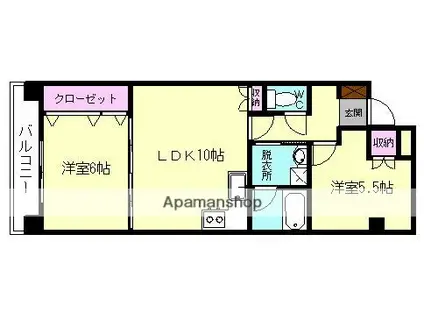 ニッシンビル(2LDK/4階)の間取り写真