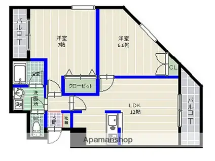 プラティーク今川(2LDK/7階)の間取り写真