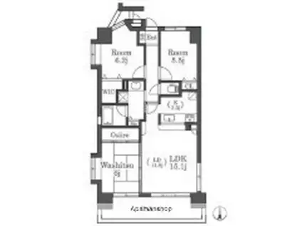 アーバンパレスアクス大濠(3LDK/4階)の間取り写真