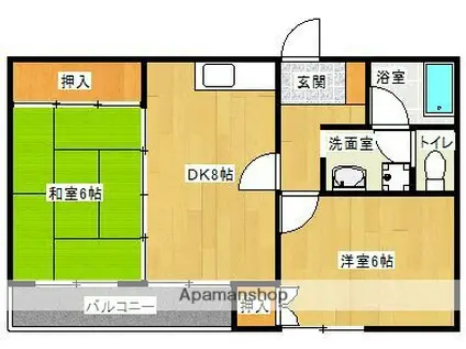 リベール室見(2DK/4階)の間取り写真