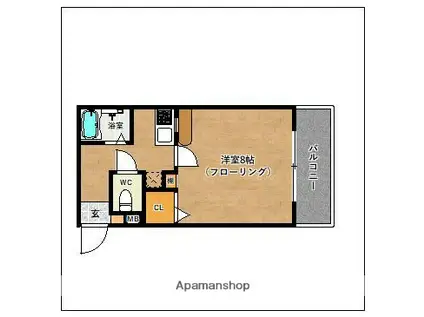 フォレストヴィラ南片江(1K/5階)の間取り写真