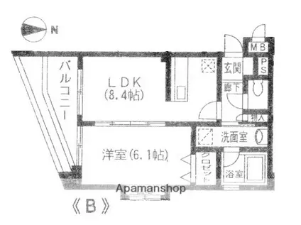 パラディス小笹(1LDK/7階)の間取り写真