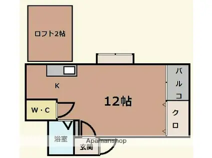 ケルン・ハウゼ(ワンルーム/1階)の間取り写真