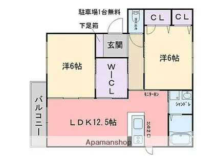 イルリッシュⅡ(2LDK/2階)の間取り写真