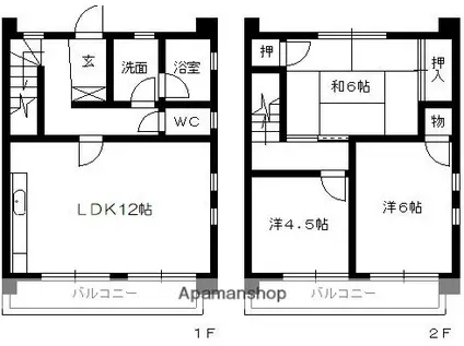 アバンテ別府(3LDK/1階)の間取り写真