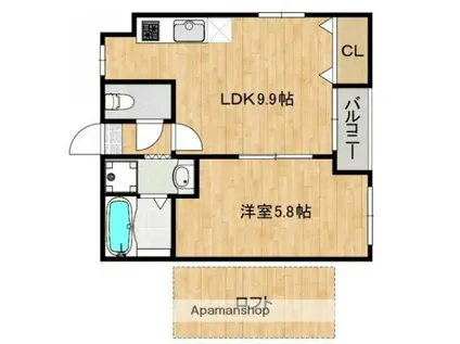 プレジャー城西(1LDK/2階)の間取り写真