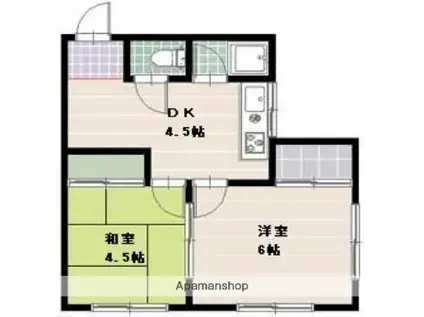 レアール藤原(2DK/2階)の間取り写真