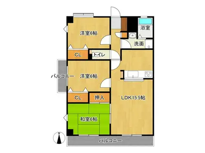 プレイス曙(3LDK/2階)の間取り写真